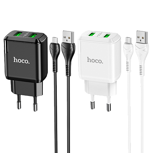 Сетевое универсальное зарядное устройство HOCO "N6", с кабелем Micro